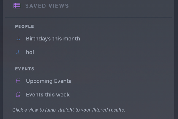 Customizable dashboard views showing event filtering and column configuration