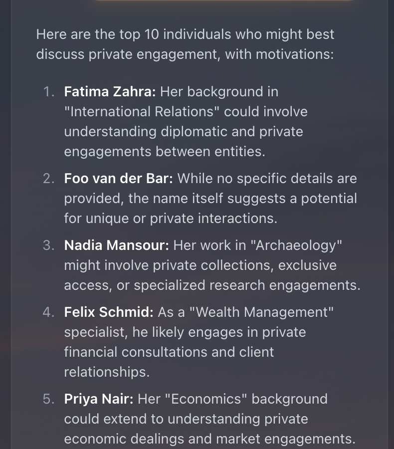 Zazu AI assistant chat interface showing relationship insights and recommended actions